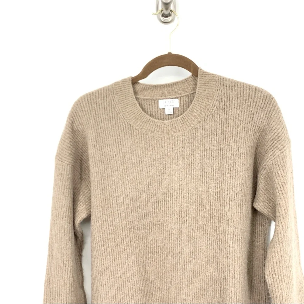 J‎ Crew Women Size Small Sweater Brown Ribbed Boyfriend Crewneck Extra Soft Top